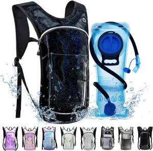 Hydration Backpack,Water Backpack with 2L Water Bladder,Festival Essential-Rave Hydration Pack,Lightweight Insulation Hydropack for Outdoor,Hiking,Running,Biking,Music Festival for Men Women