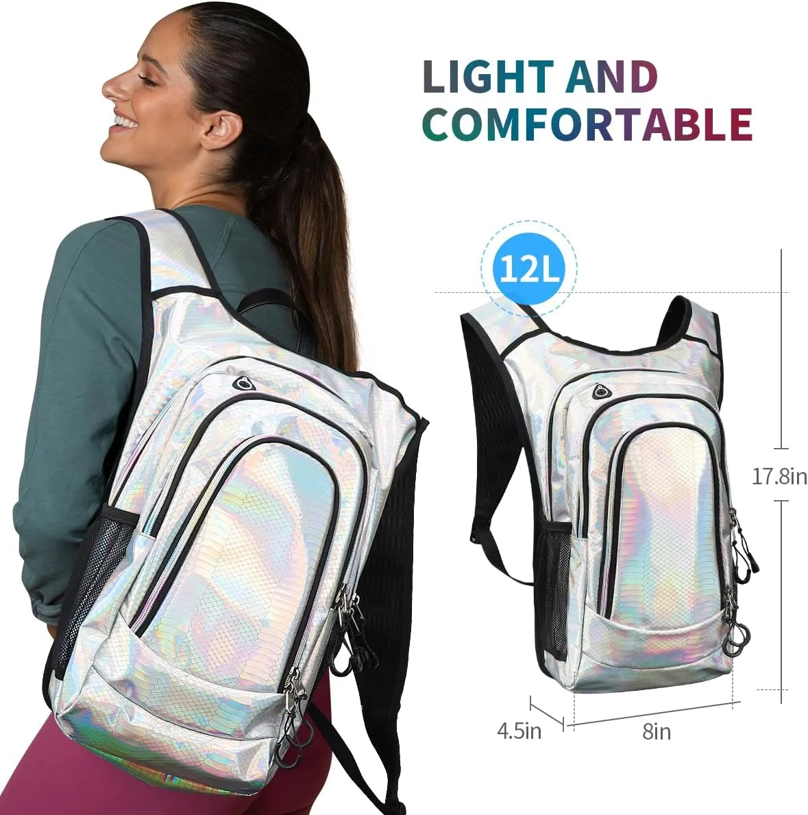 Hydration Pack, Hydration Backpack with 2L Hydration Bladder, Festival Essential Water Backpack, Lightweight Hydration Bag Hydropack Hydro for Running, Biking, Music Festival Gear, Rave