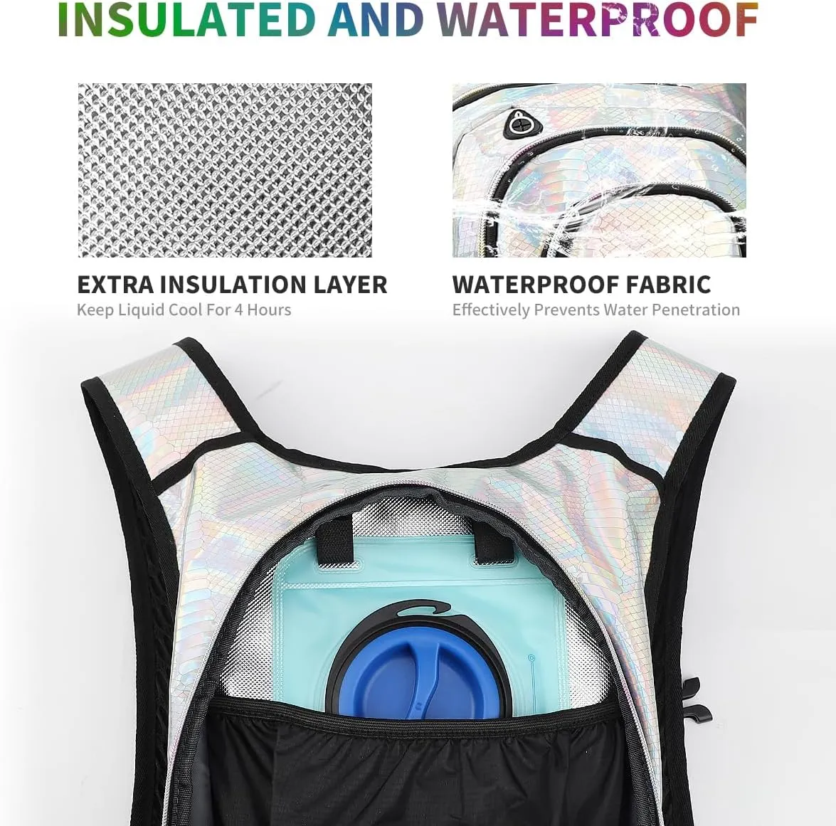 Hydration Pack, Hydration Backpack with 2L Hydration Bladder, Festival Essential Water Backpack, Lightweight Hydration Bag Hydropack Hydro for Running, Biking, Music Festival Gear, Rave
