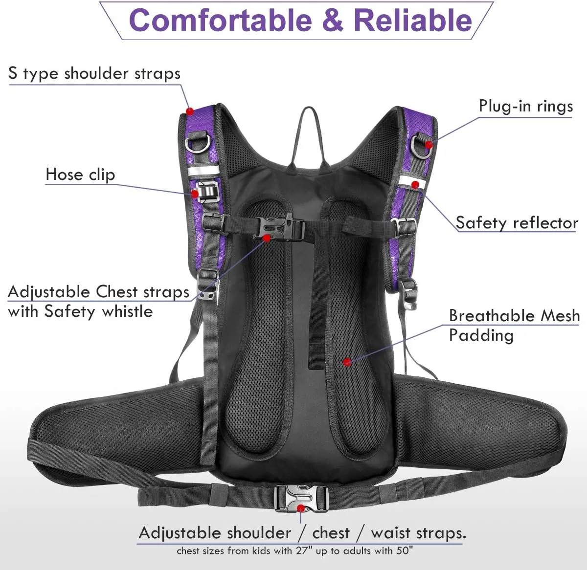 Hydration Pack, Insulated Hydration Backpack with 2L BPA Free Water Bladder and Storage, Hiking Backpack for Men, Women, Kids for Running, Cycling, Camping - Keep Liquid Cool up to 5 Hours