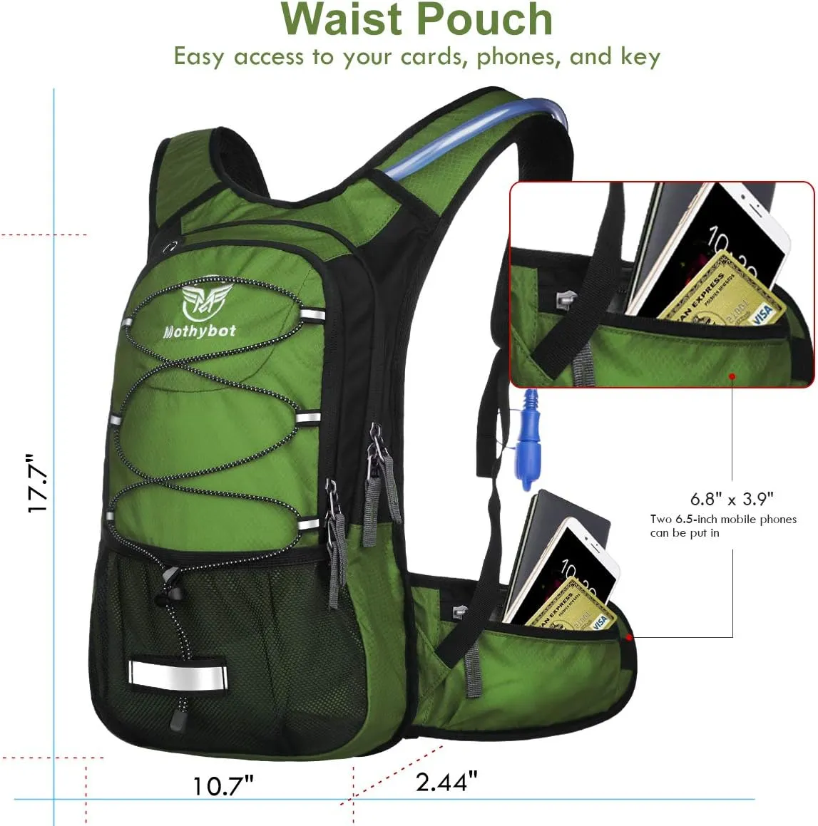 Hydration Pack, Insulated Hydration Backpack with 2L BPA Free Water Bladder and Storage, Hiking Backpack for Men, Women, Kids for Running, Cycling, Camping - Keep Liquid Cool up to 5 Hours