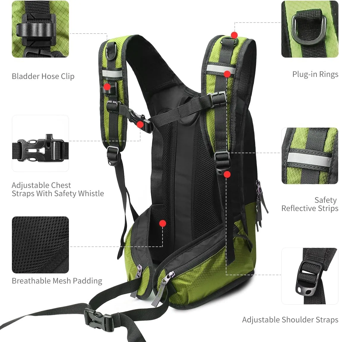 Hydration Pack, Insulated Hydration Backpack with 2L Hydration Bladder, Hiking Backpack for Men Women Kids, Water Backpack for Hiking, Running, Cycling, Camping