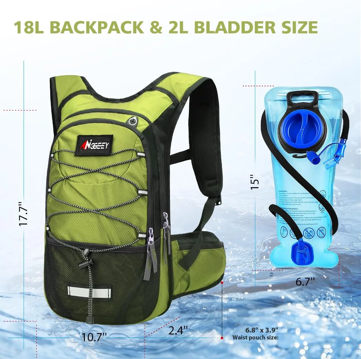 Hydration Pack, Insulated Hydration Backpack with 2L Hydration Bladder, Hiking Backpack for Men Women Kids, Water Backpack for Hiking, Running, Cycling, Camping