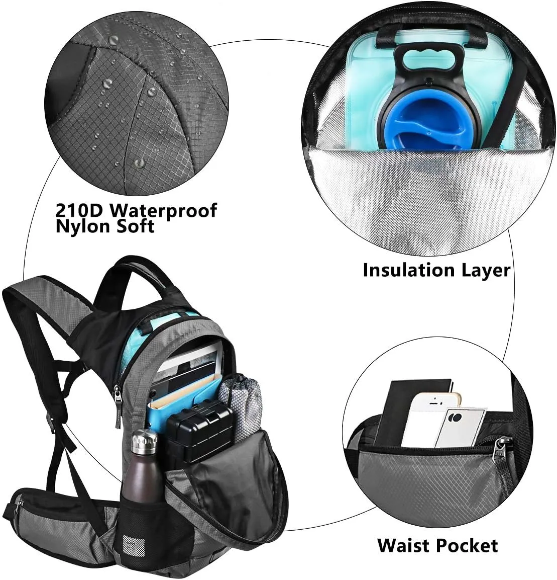 Hydration Pack Thermal Insulated Hydration Backpack with 2L BPA Free Leak-Proof Water Bladder, Daypack Perfect for Running, Cycling, Hiking, Climbing-Keep Liquids Cool Up to 4 Hours