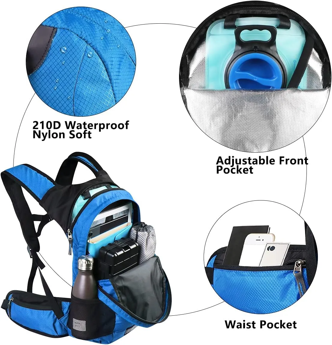 Hydration Pack Thermal Insulated Hydration Backpack with 2L BPA Free Leak-Proof Water Bladder, Daypack Perfect for Running, Cycling, Hiking, Climbing-Keep Liquids Cool Up to 4 Hours