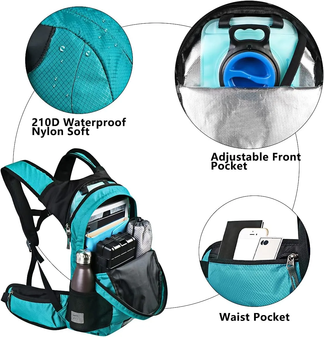 Hydration Pack Thermal Insulated Hydration Backpack with 2L BPA Free Leak-Proof Water Bladder, Daypack Perfect for Running, Cycling, Hiking, Climbing-Keep Liquids Cool Up to 4 Hours
