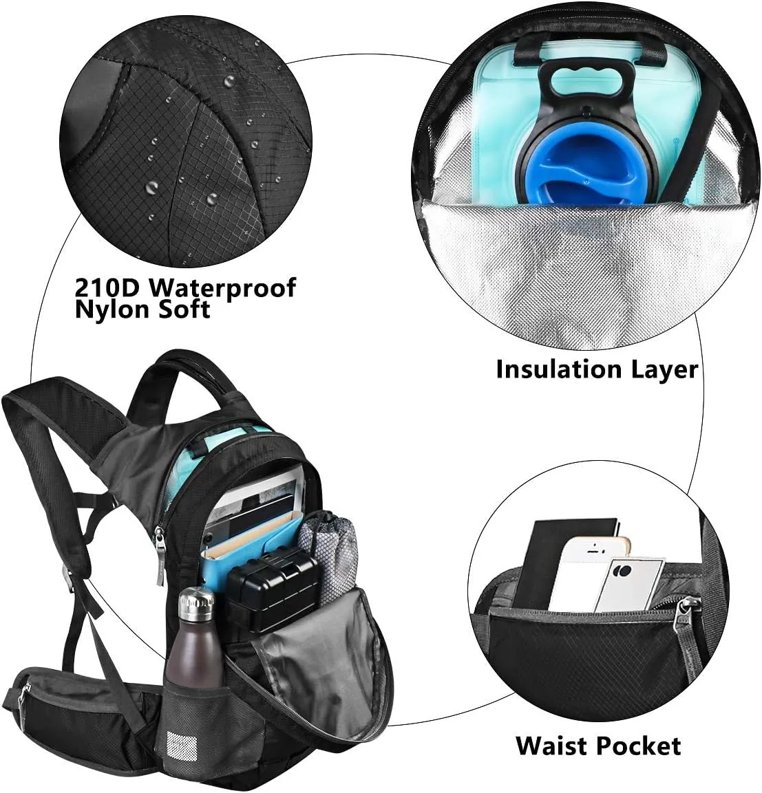Hydration Pack Thermal Insulated Hydration Backpack with 2L BPA Free Leak-Proof Water Bladder, Daypack Perfect for Running, Cycling, Hiking, Climbing-Keep Liquids Cool Up to 4 Hours