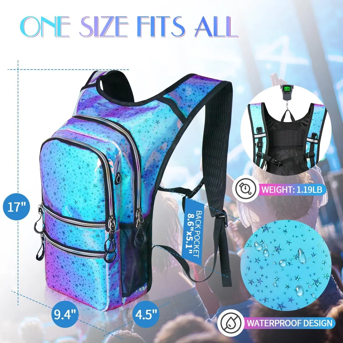 Hydration Pack, Water Backpack with 3L Hydration Bladder Lightweight Insulation, Festival Essential, Rave Hydration Backpack, Hydropack Backpack for Rave, Hiking, Biking, Running, Festival Gear
