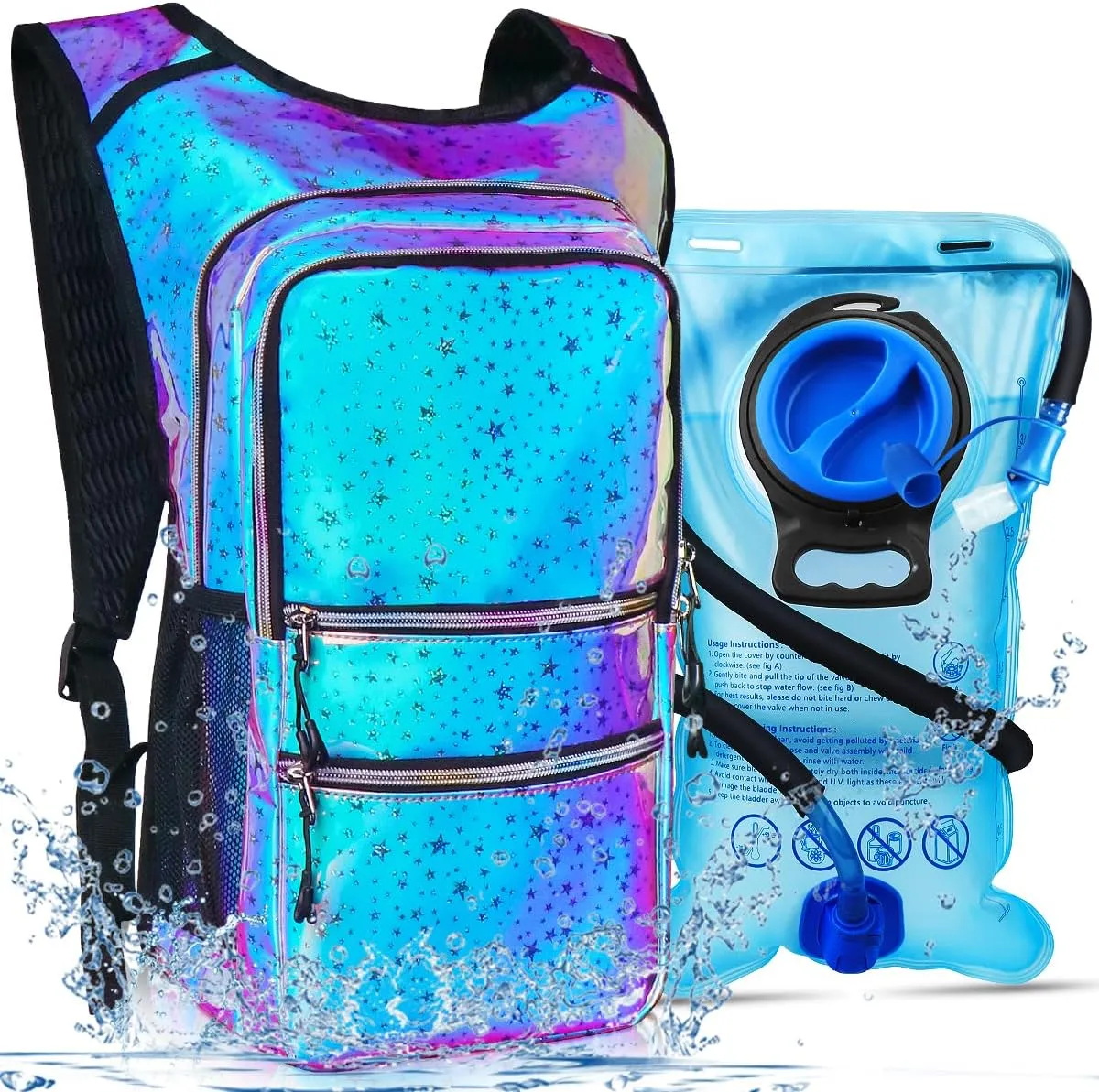 Hydration Pack, Water Backpack with 3L Hydration Bladder Lightweight Insulation, Festival Essential, Rave Hydration Backpack, Hydropack Backpack for Rave, Hiking, Biking, Running, Festival Gear