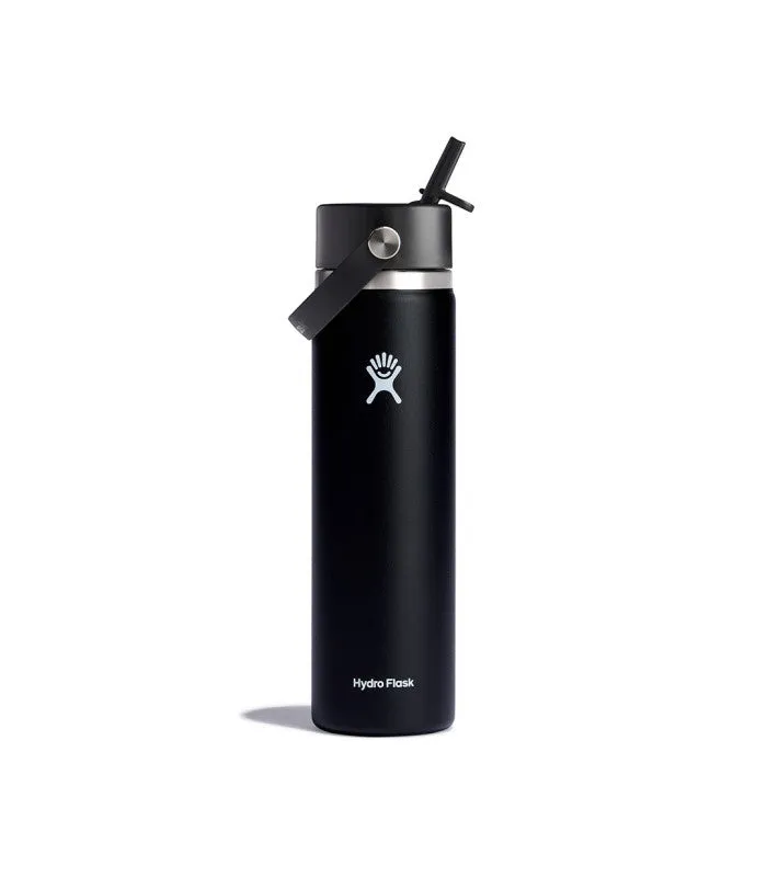 HYDRO FLASK 24 OZ WIDE FLEX STRAW CAP BLACK
