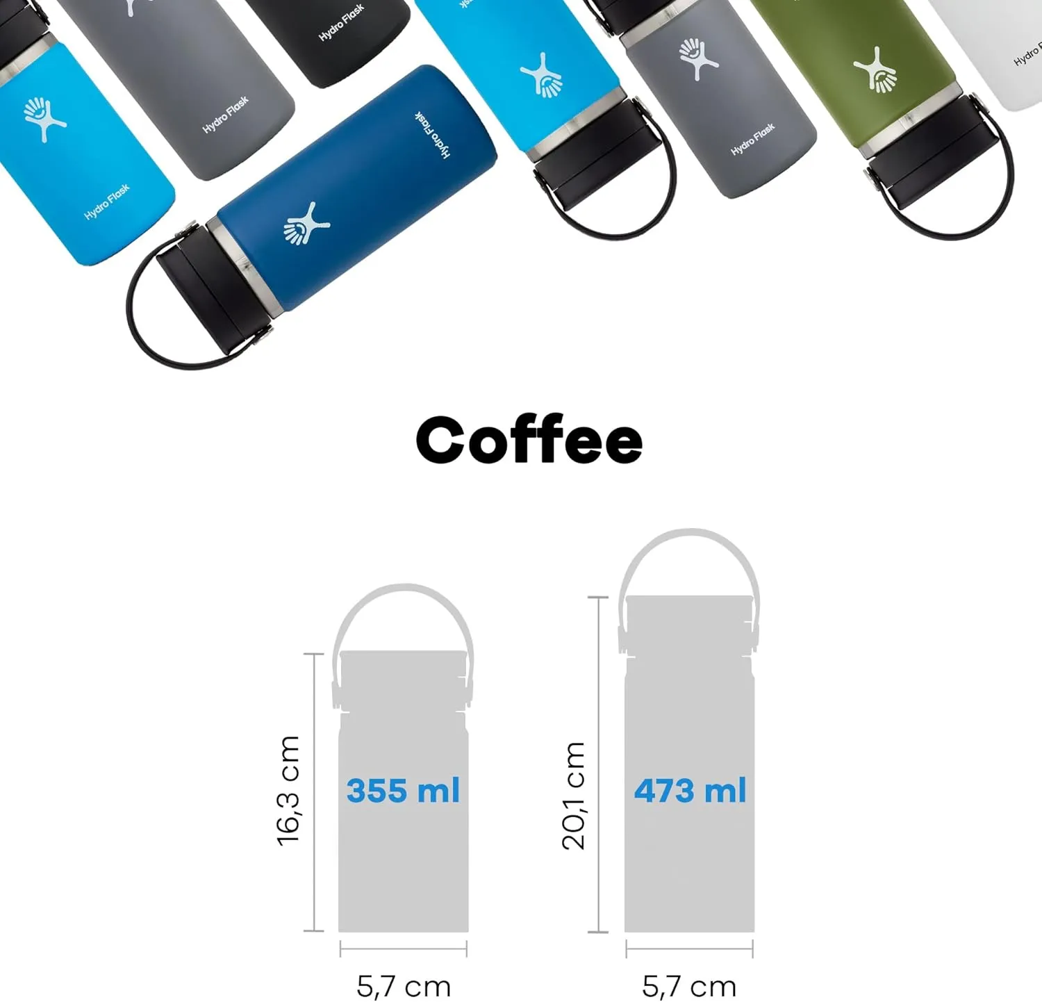 Hydro Flask Wide Mouth with Flex Sip Lid - Insulated Water Bottle Travel Cup Coffee Mug Tumbler 12 Oz