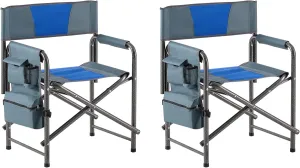 IANIYA Camping Chair Lightweight Oversized Folding Camping Chair with Side Table and Storage Pockets (STEEL BLUE*2)