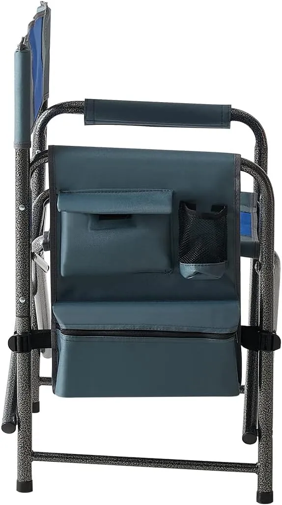 IANIYA Camping Chair Lightweight Oversized Folding Camping Chair with Side Table and Storage Pockets (STEEL BLUE*2)