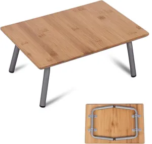 iClimb Light Small Folding Bamboo Table for Beach Camping Picnic Tray Table