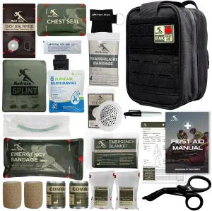 IFAK First Aid Kit – Emergency Bleeding Control & Survival Gear for Car, Family Travel, Outdoor Adventures, and Hiking (Black)