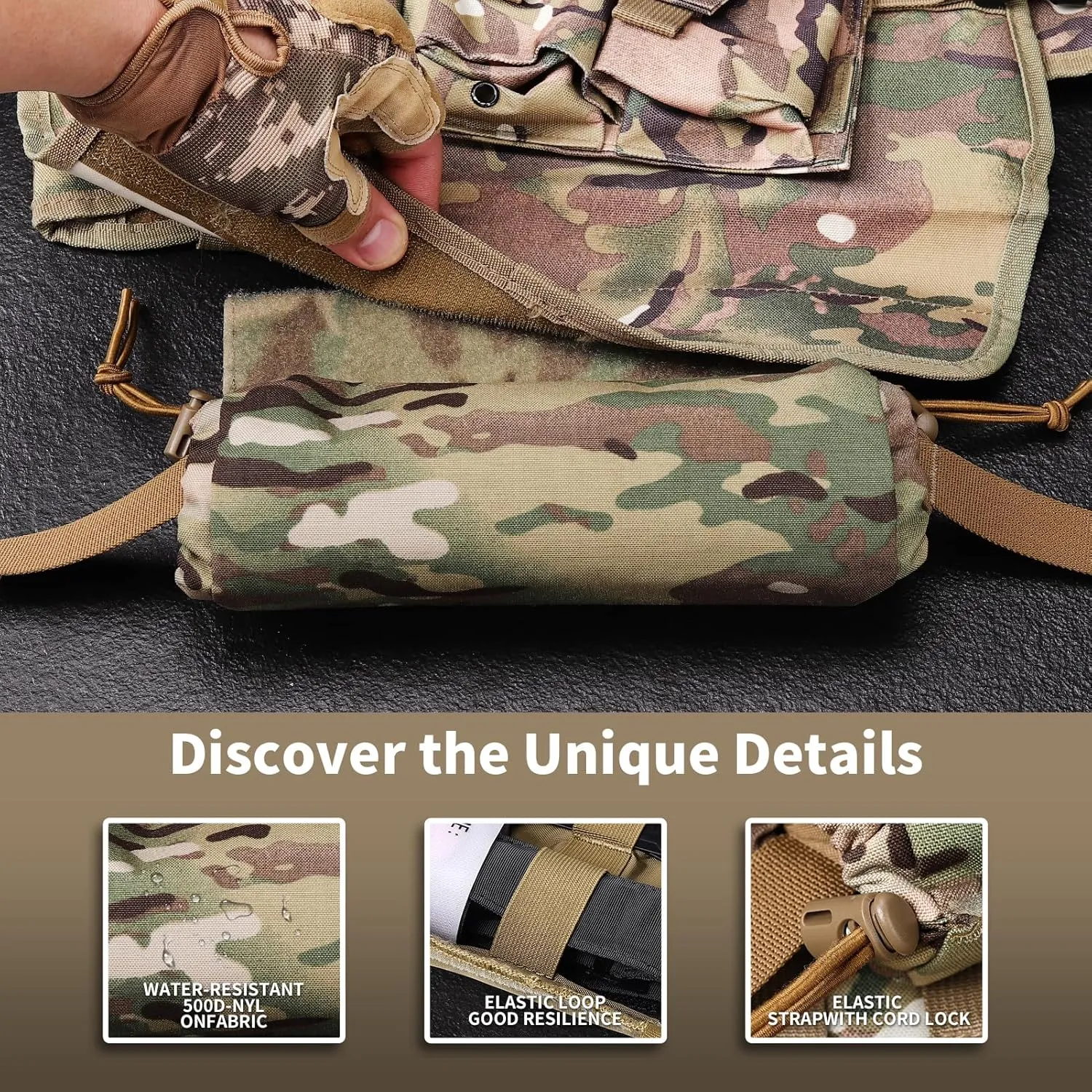 Ifak Medical Trauma Roll Up Drop Bag EMT First Aid Sub Abdominal Carrying Pouch with Hook-N-Loop Tactical First Aid Drop Pouch for Plate Carrier/Chest Rig Vest