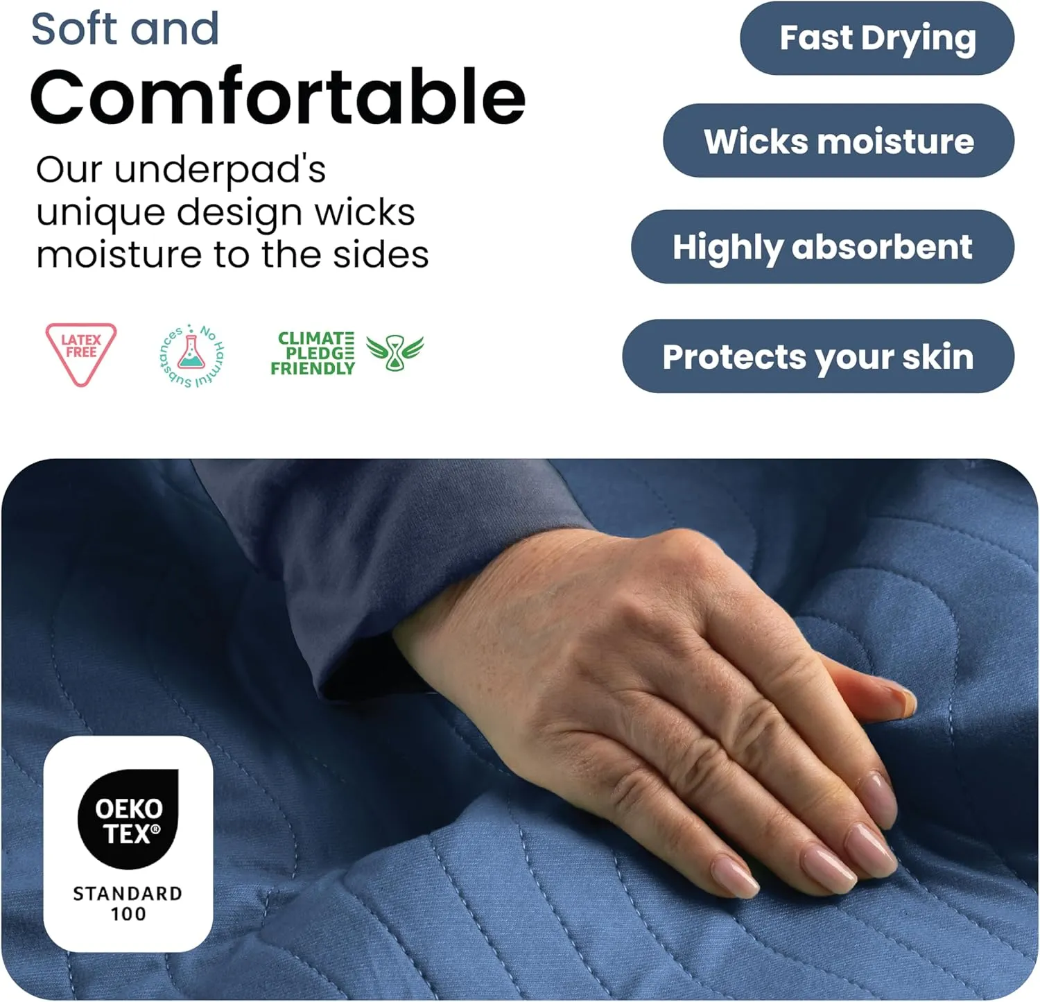 IMPROVIA® Washable Underpads, Heavy Absorbency Reusable Incontinence Pads for Kids, Adults, Elderly, and Pets - Waterproof Protection Floor Navy & Green (4 Pack - 34x36)