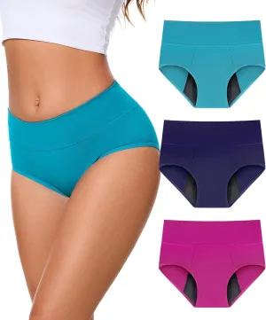 Incontinence Underwear for Women, 100ML Period High Waisted Leakproof Washable Protective Briefs for Postpartum Bladder Leak Cotton, 3 Pack (X-Large, Multicolor01)