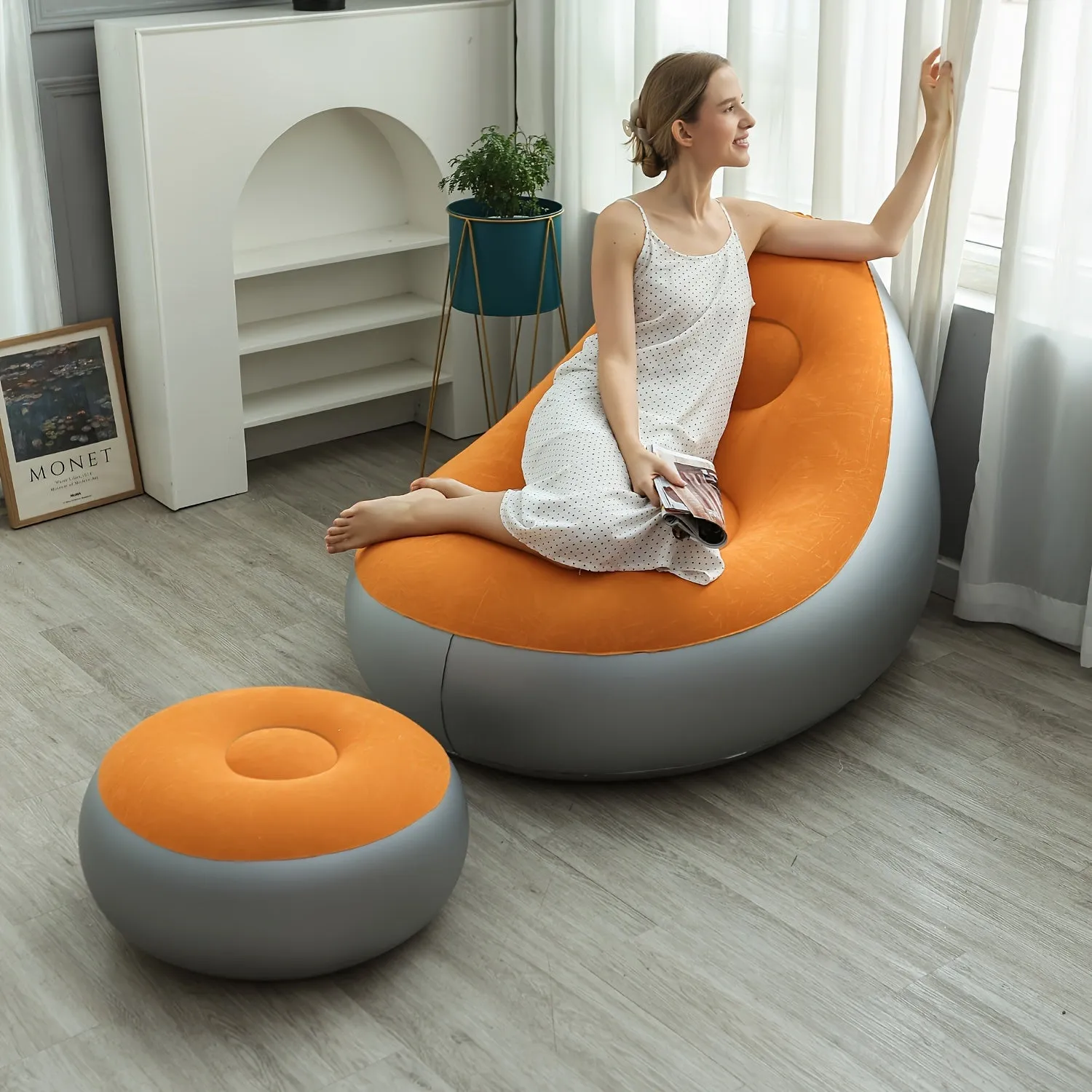 Inflatable Sofa Air Lounger, Foldable Lazy Chair, Portable For Camping And Hiking FS