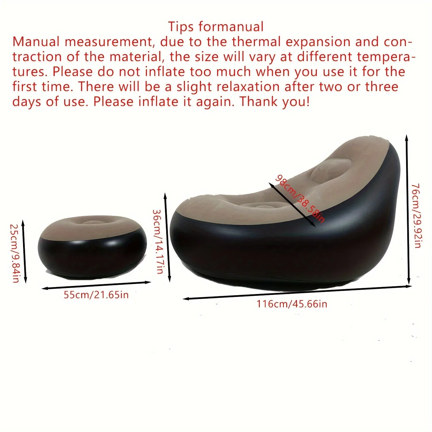 Inflatable Sofa Air Lounger, Foldable Lazy Chair, Portable For Camping And Hiking FS