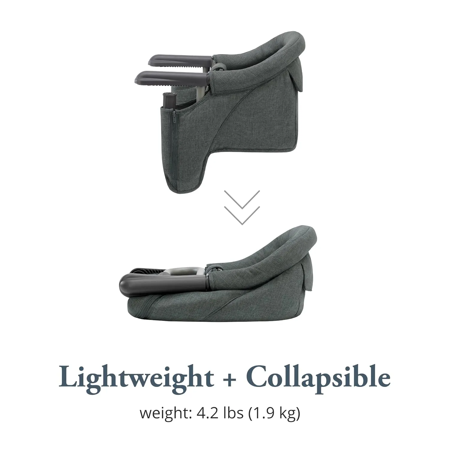 Inglesina Fast Table Chair, Charcoal Gray Melange - Portable Baby High Chair - for Babies & Toddlers up to 37 lbs - Fits Tables 0.8'' to 3.5'' Thick - Compact & Easy to Use - Travel Bag Included