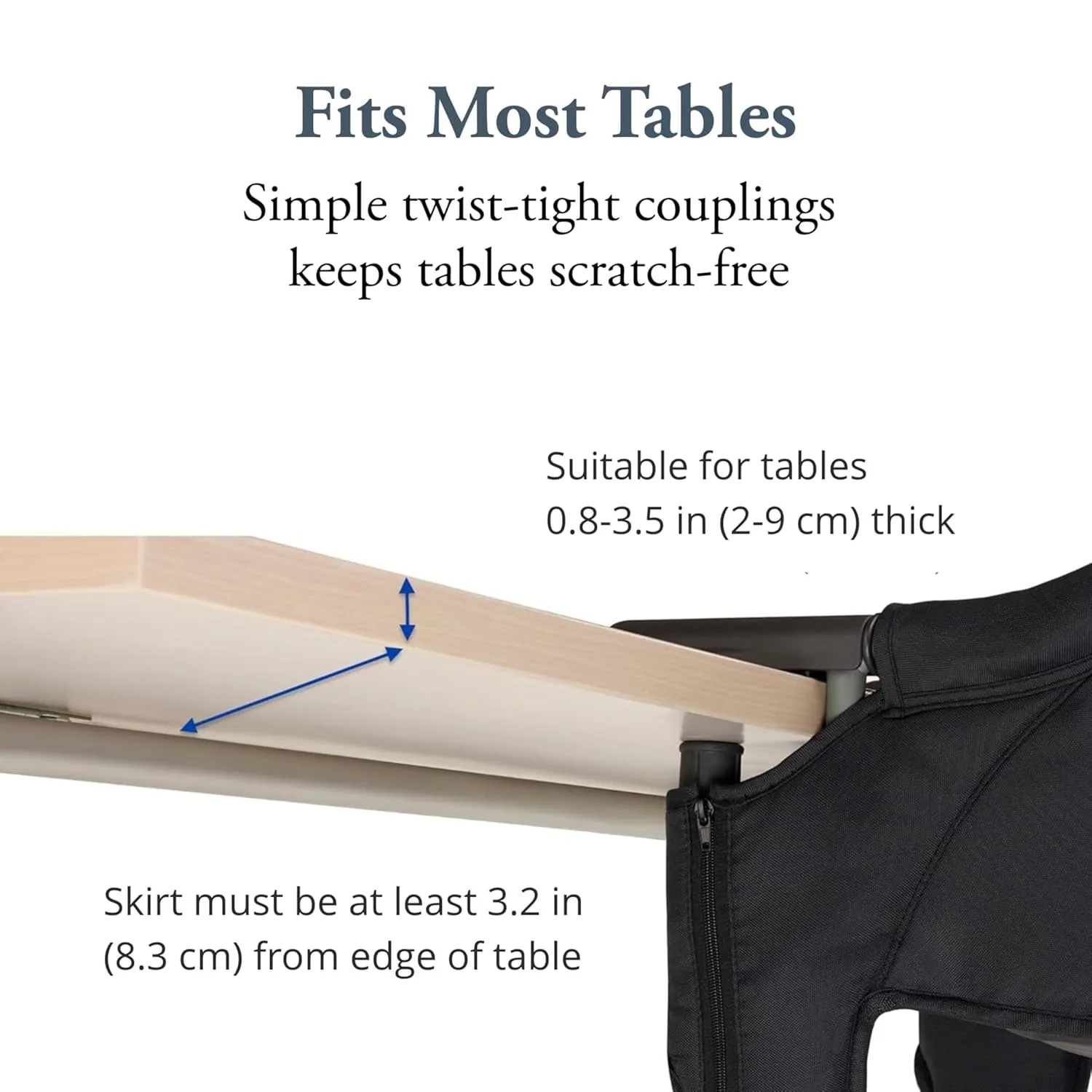 Inglesina Fast Table Chair - Cream   Fast Dining Tray - Portable Baby High Chair - for Babies & Toddlers up to 37 lbs - Fits Tables 0.8'' to 3.5'' Thick - Compact & Easy to Use - Travel Bag Included