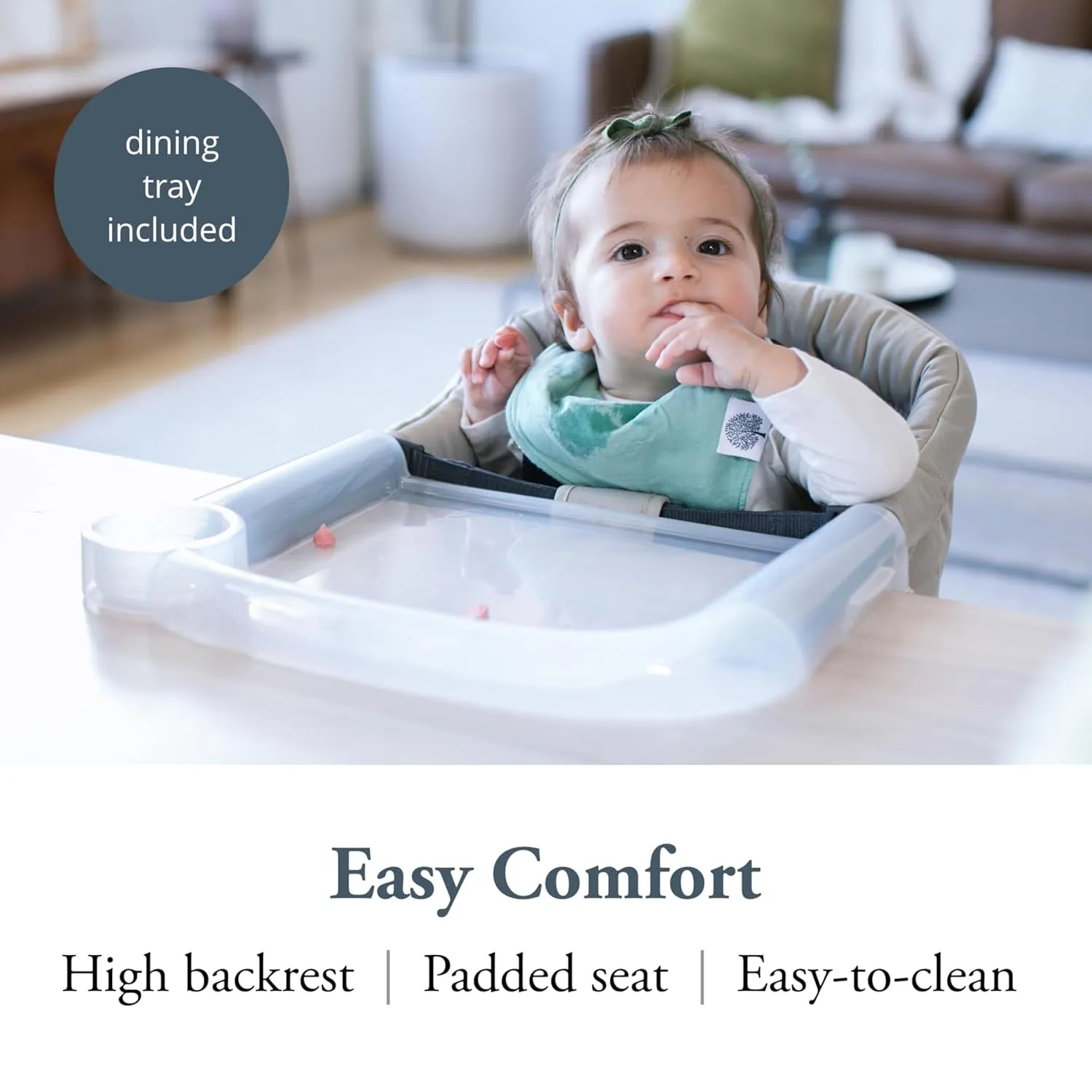 Inglesina Fast Table Chair - Cream   Fast Dining Tray - Portable Baby High Chair - for Babies & Toddlers up to 37 lbs - Fits Tables 0.8'' to 3.5'' Thick - Compact & Easy to Use - Travel Bag Included