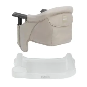 Inglesina Fast Table Chair - Cream   Fast Dining Tray - Portable Baby High Chair - for Babies & Toddlers up to 37 lbs - Fits Tables 0.8'' to 3.5'' Thick - Compact & Easy to Use - Travel Bag Included
