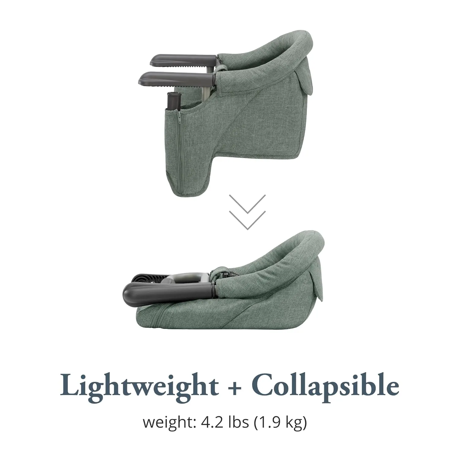 Inglesina Fast Table Chair - Pine Green Melange   Fast Dining Tray - Portable Baby High Chair - for Babies & Toddlers up to 37 lbs - Fits Tables 0.8'' to 3.5'' Thick - Compact - Travel Bag Included