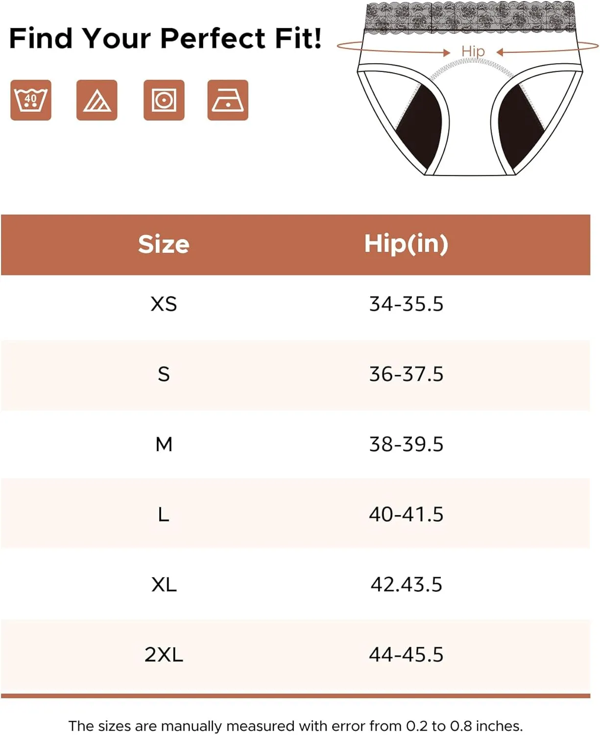 INNERSY Women's Cotton Lace Period Underwear Postpartum Hipster Panties Menstrual Bikini Briefs 3 Pack