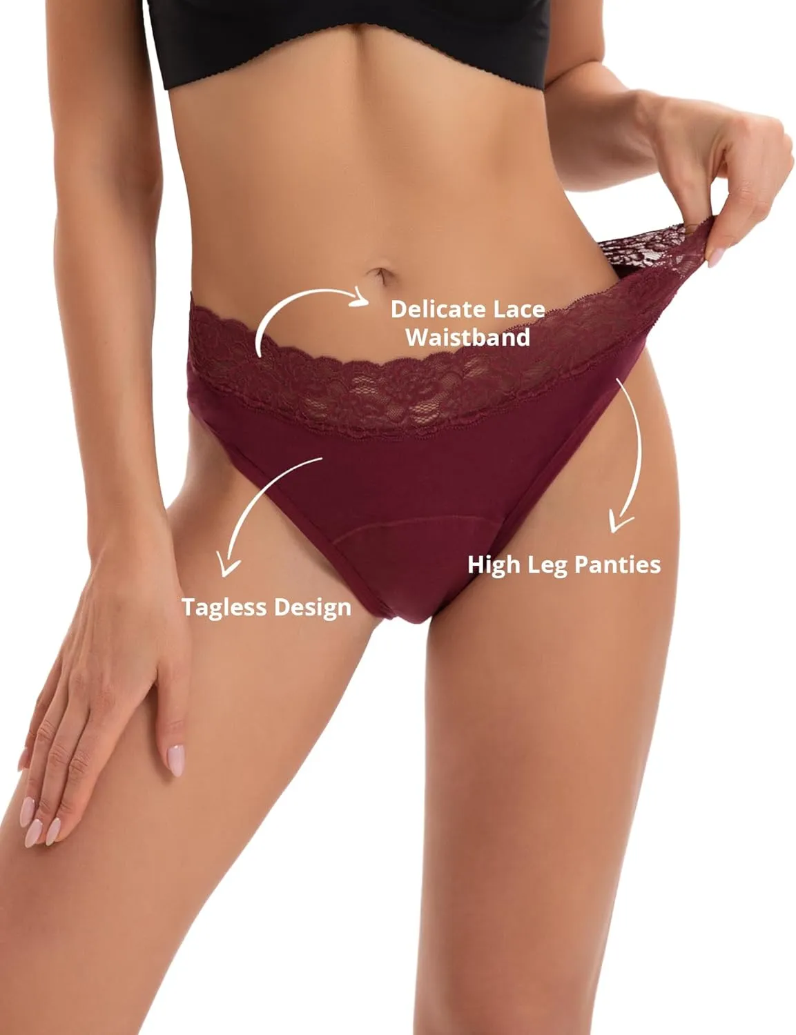 INNERSY Women's Cotton Lace Period Underwear Postpartum Hipster Panties Menstrual Bikini Briefs 3 Pack