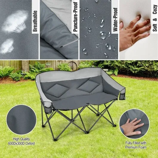Instant access Folding and Color: Gray Camping Bags - Seasonal clearance Padded Chair with Backrest-Gray