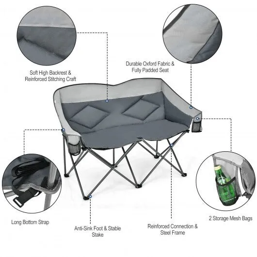 Instant access Folding and Color: Gray Camping Bags - Seasonal clearance Padded Chair with Backrest-Gray