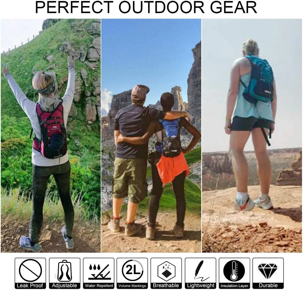 Insulated Hydration Backpack Pack with 2L BPA Free Bladder -