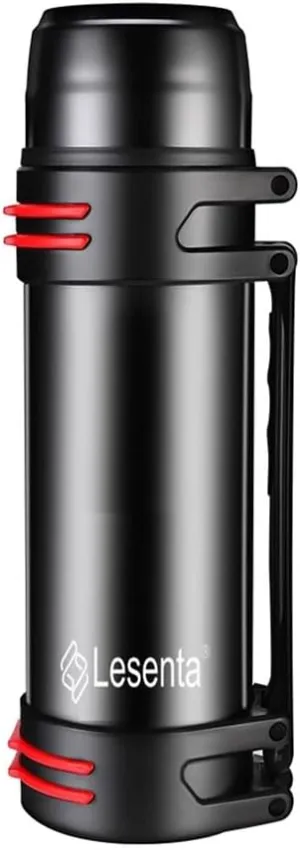 Insulated Thermoses 86oz for Coffee Hot & Cold Drink Stainless Steel Water Bottle with Wide Mouth Spout lid and Adjustable Strap (Black 40.5Ounce)