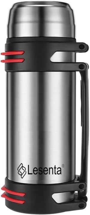 Insulated Thermoses 86oz for Coffee Hot & Cold Drink Stainless Steel Water Bottle with Wide Mouth Spout lid and Adjustable Strap (Sliver 86 Ounce)