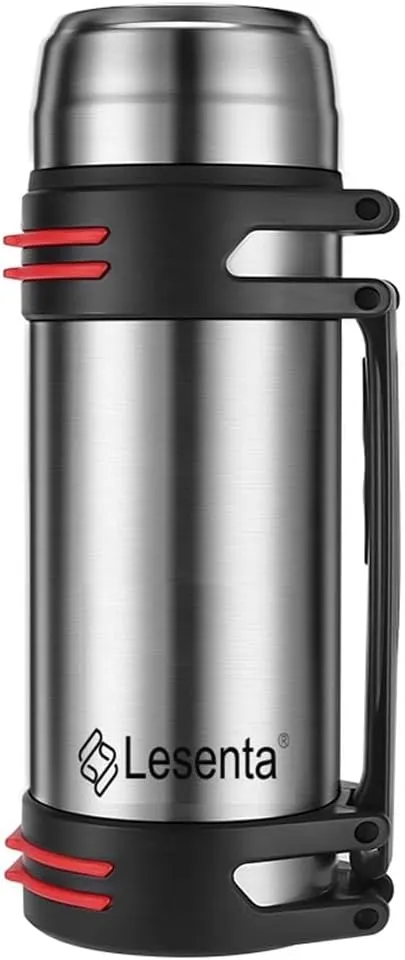 Insulated Thermoses 86oz for Coffee Hot & Cold Drink Stainless Steel Water Bottle with Wide Mouth Spout lid and Adjustable Strap (Sliver 86 Ounce)
