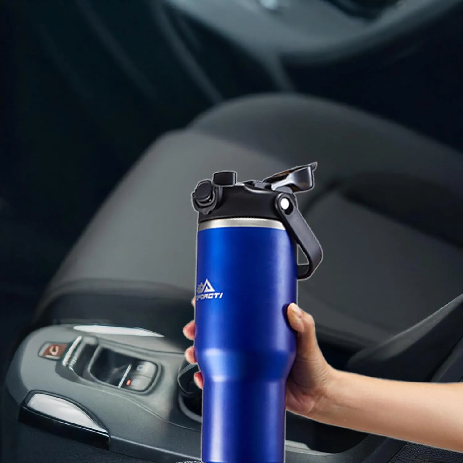 Insulated Tumbler,34 oz Stainless Steel Water Bottle, BPA-Free, Double-Walled Vacuum, Flip Straw for Travel, Keeps Drinks Hot & Cold for 12 Hours,For Travel, Gym & Office (Blue)