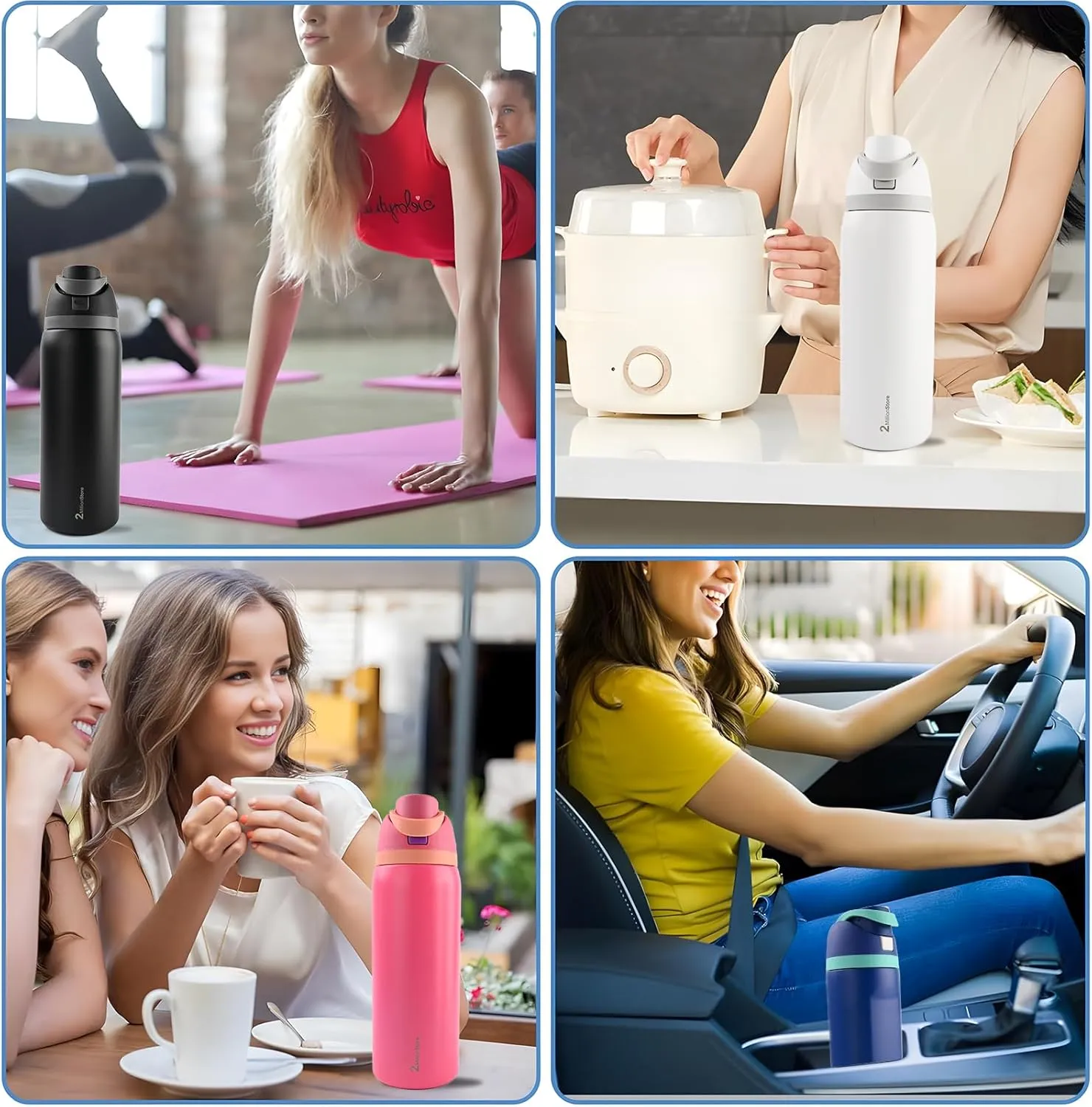 Insulated Water Bottle – Stainless Steel, Leakproof, 24H Cold & 12H Hot, Straw & Spout Lid, BPA-Free, Travel, Gym, Hiking, Sports Flask (Dark Blue, 19 Oz / 560ml)
