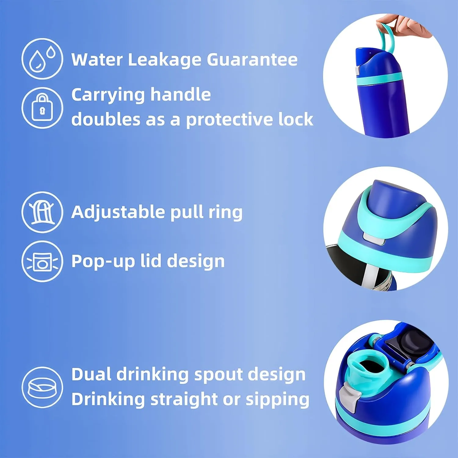 Insulated Water Bottle – Stainless Steel, Leakproof, 24H Cold & 12H Hot, Straw & Spout Lid, BPA-Free, Travel, Gym, Hiking, Sports Flask (Dark Pink, 19 Oz / 560ml)