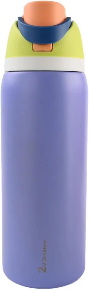 Insulated Water Bottle – Stainless Steel, Leakproof, 24H Cold & 12H Hot, Straw & Spout Lid, BPA-Free, Travel, Gym, Hiking, Sports Flask (Purple, 32 Oz / 946ml)