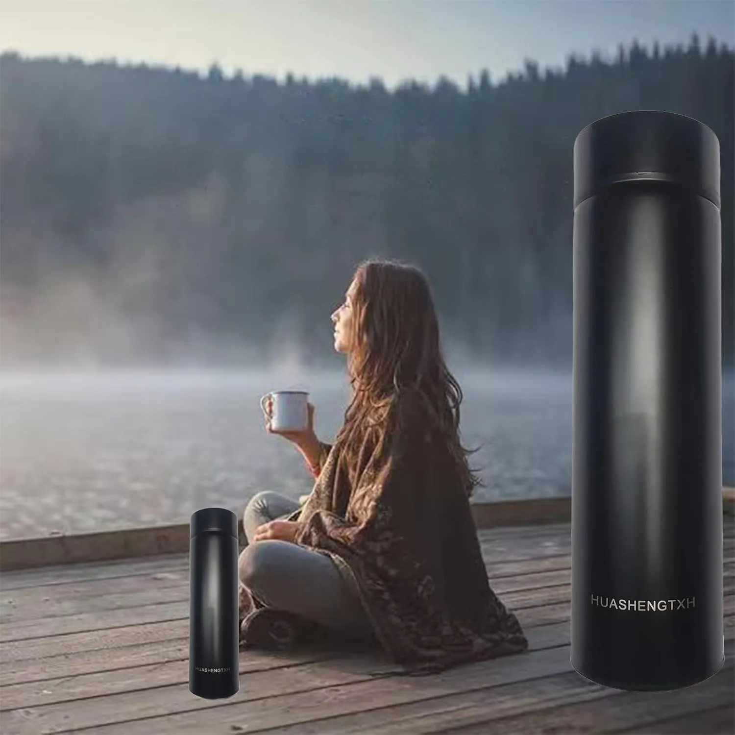 Insulating Water Bottle Outdoor Sports Stainless Steel Insulating Bottle Vacuum Sealed Coffee Bottle Travel Water Bottle Cold and Hot Water Bottle (Black)