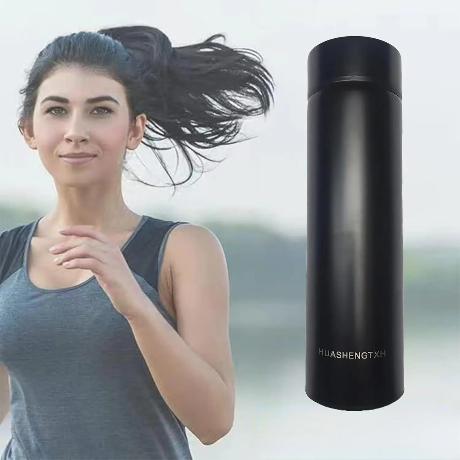 Insulating Water Bottle Outdoor Sports Stainless Steel Insulating Bottle Vacuum Sealed Coffee Bottle Travel Water Bottle Cold and Hot Water Bottle (Black)