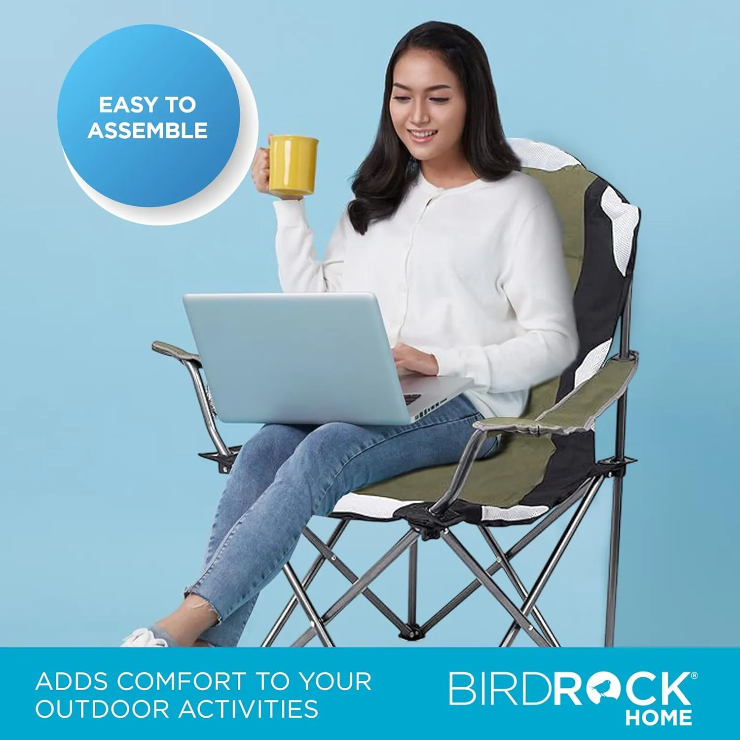 Internet's Best Padded Camping Folding Chair - Comfortable Outdoor Sports Chairs w/Cup Holder, Portable Carry Bag - for Beach, Park, Soccer, Baseball, Softball, Picnic, Adults - Green 1 - Pack