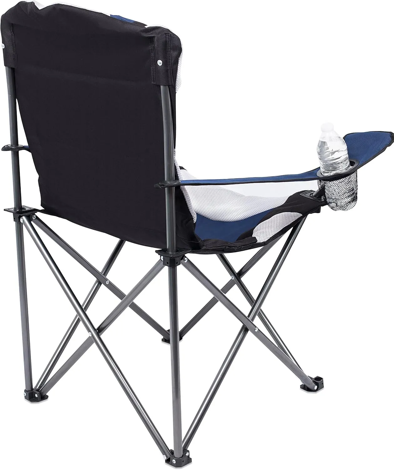 Internet's Best Padded Camping Folding Chair - Comfortable Outdoor Sports Chairs w/Cup Holder, Portable Carry Bag - for Beach, Park, Soccer, Baseball, Softball, Picnic, Adults - Navy Blue 1 - Pack