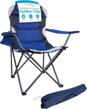 Internet's Best Padded Camping Folding Chair - Comfortable Outdoor Sports Chairs w/Cup Holder, Portable Carry Bag - for Beach, Park, Soccer, Baseball, Softball, Picnic, Adults - Navy Blue 1 - Pack