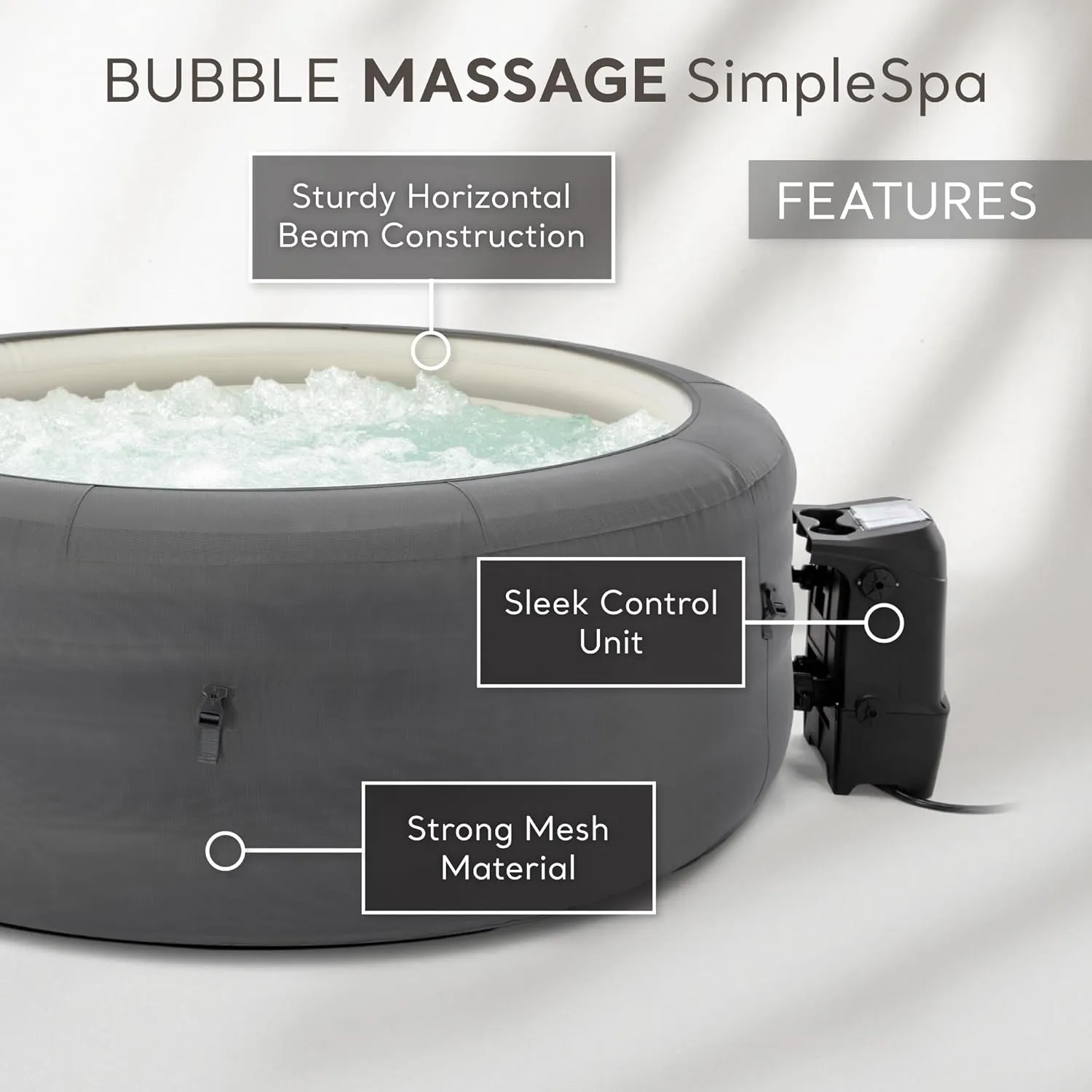 INTEX 28483E SimpleSpa Inflatable Hot Tub 4 Person Bubble Massage Spa: Includes Insulated Cover – Built-in QuickFill Inflation – Soothing Jets – 77" x 26"