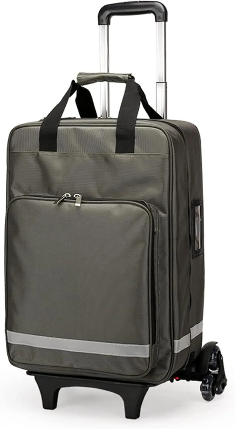 IOCCIOBB First Aid Kit Bag with Detachable Trolley,Nurse Roller Bag with Removable Dividers, for Home Visits, for Doctors(A03)