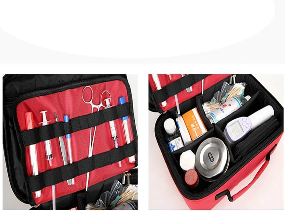 IOCCIOBB First Aid Kit Bag with Labelled Compartments, Portable Handle Empty Emergency First Aid Bag for Hiking, Backpacking, Camping, Travel, Car and Cycling(Orange)