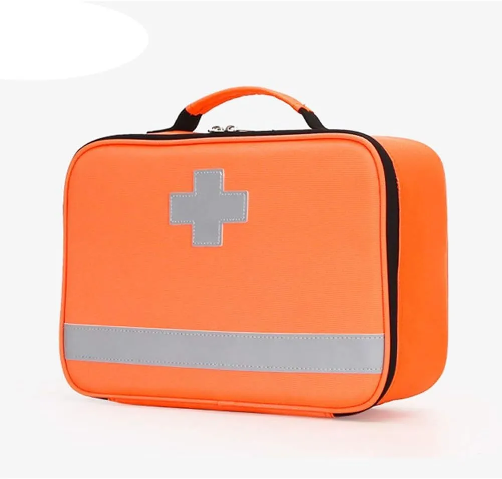 IOCCIOBB First Aid Kit Bag with Labelled Compartments, Portable Handle Empty Emergency First Aid Bag for Hiking, Backpacking, Camping, Travel, Car and Cycling(Orange)